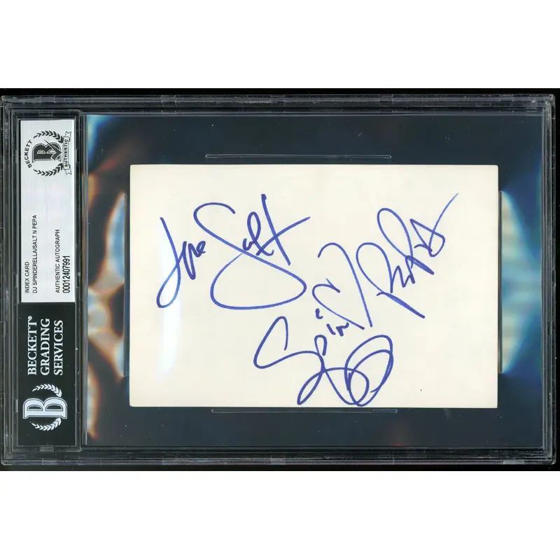 DJ Spinderella/Salt N Pepa Push It Authentic Signed 4x6 Index Card BAS Slabbed