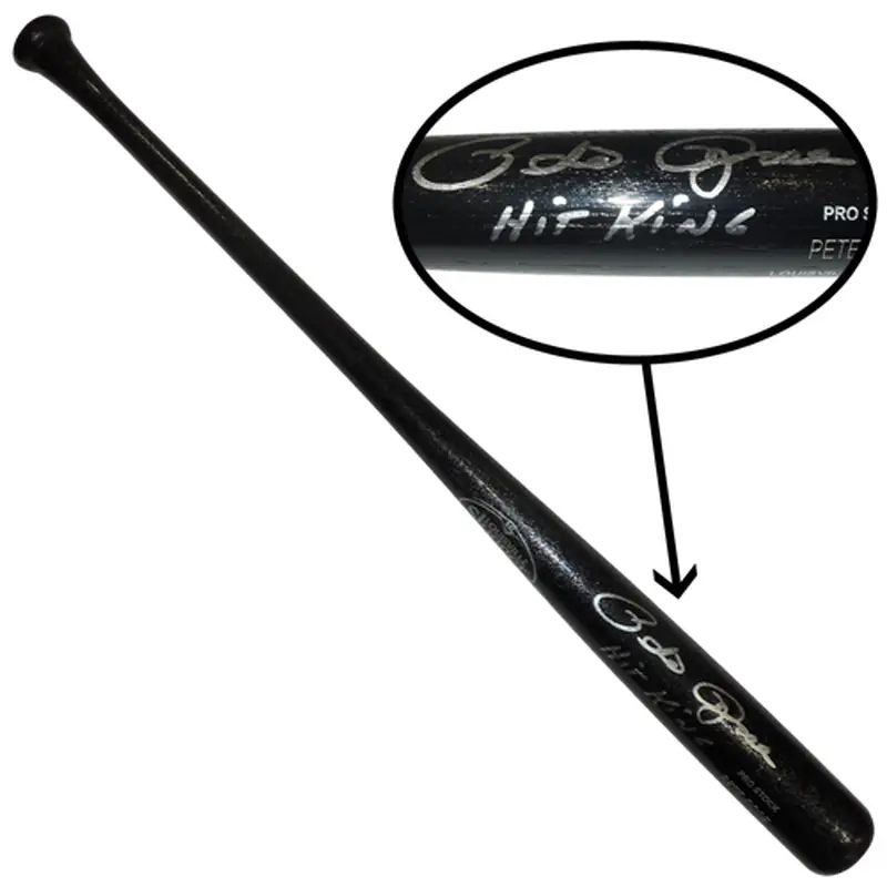Pete Rose Autographed Louisville Slugger Engraved Black Bat w/ Hit King - JSA