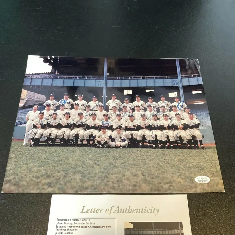 1950 New York Yankees World Series Champs Team Signed Photo Joe Dimaggio JSA COA