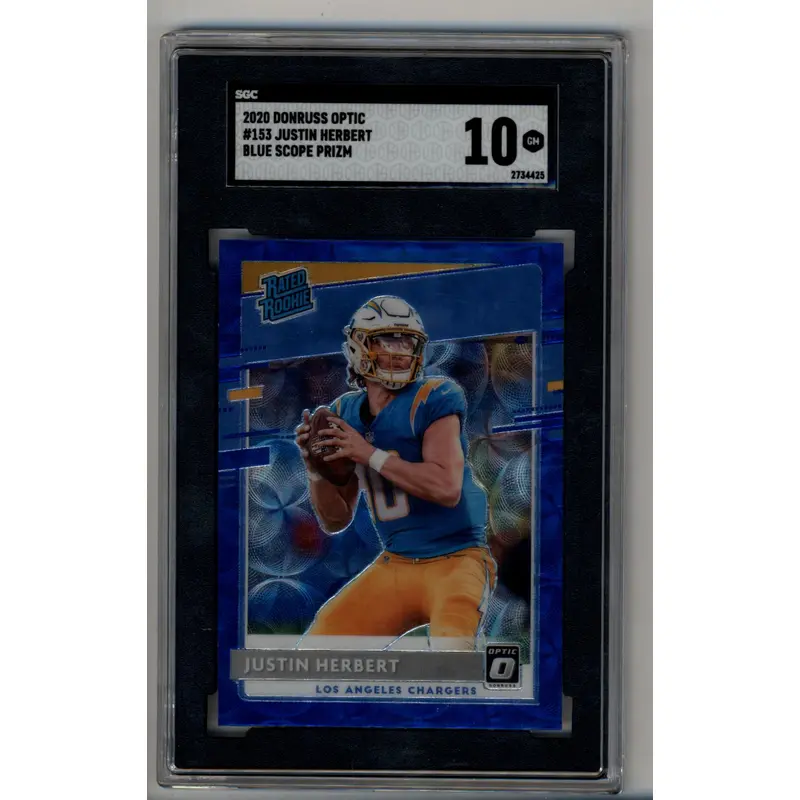 Justin Herbert 2020 Optic Blue Scope #153 SGC 10 Gem Mint