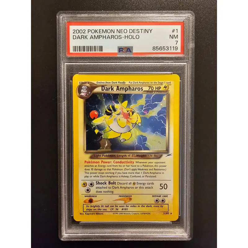 2002 Pokemon Neo Destiny - Holo - Dark Ampharos #1 PSA 7