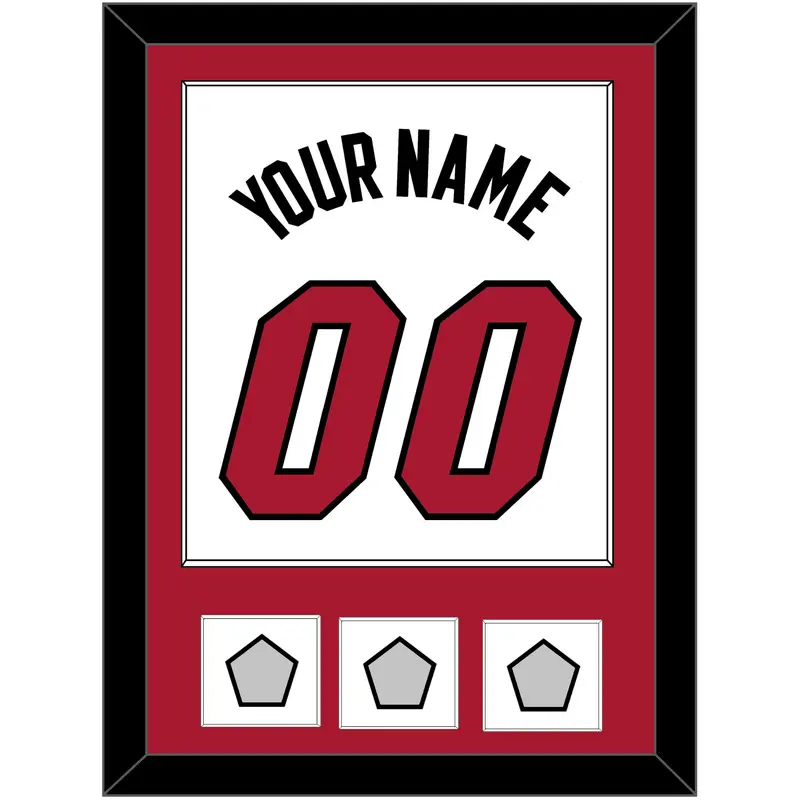 Miami Name & Number With 3 Finals Patches - Home White (1999-2008) - Single Mat 1