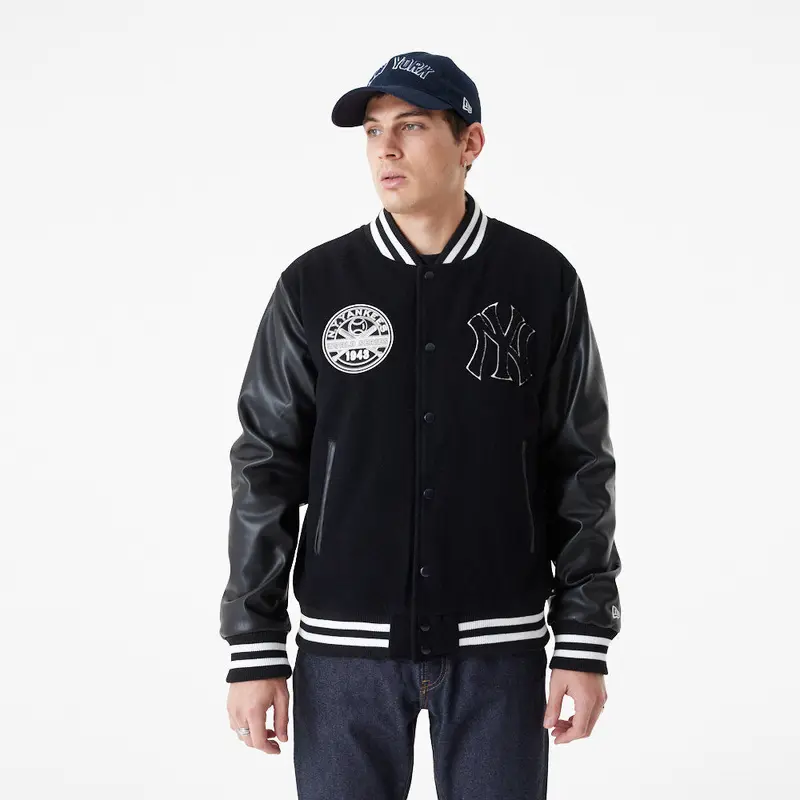 New Era - New York Yankees - Large Logo Varsity Jacket - Black