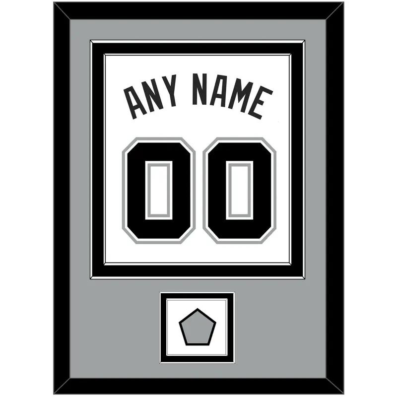 San Antonio Name & Numbers With Champions Patch - Home White (2002-2017) - Double Mat 4