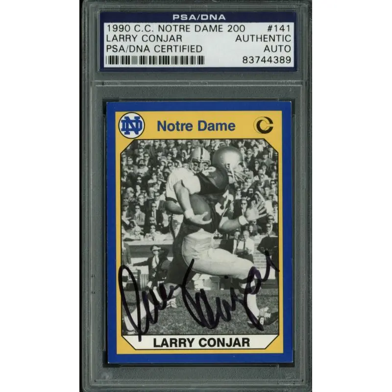 Larry Conjar Authentic Signed Card 1990 C.C. Notre Dame 200 #141 PSA/DNA Slabbed