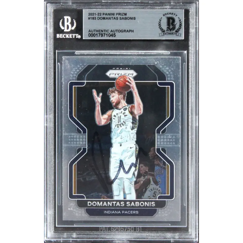 Pacers Domantas Sabonis Authentic Signed 2021 Panini Prizm #183 Card BAS Slabbed