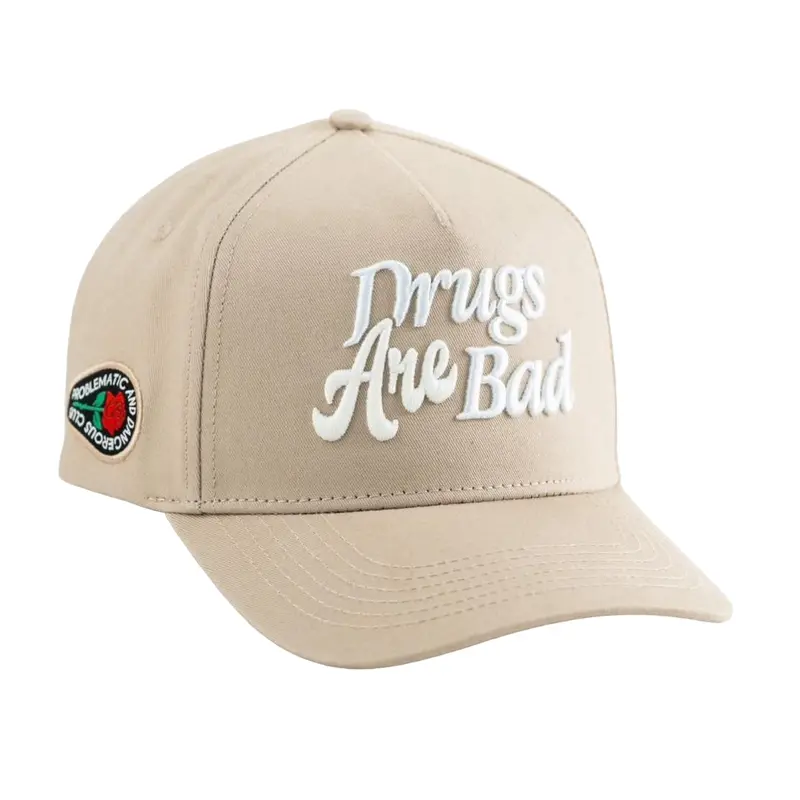 CHIQUETE HATS MENS BEIGE SNAPBACK DRUGS ARE BAD BEI