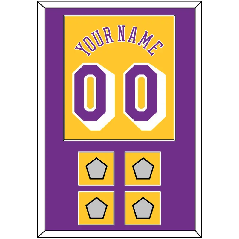 Los Angeles Name & Number With 4 Trophy Patches - Home Yellow (1978-1997) - Single Mat 2