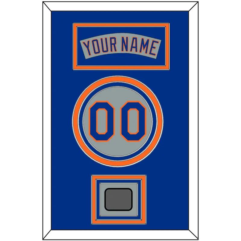 New York Nameplate, Number & World Series Patch - Road Gray (1982-1986) - Triple Mat 3