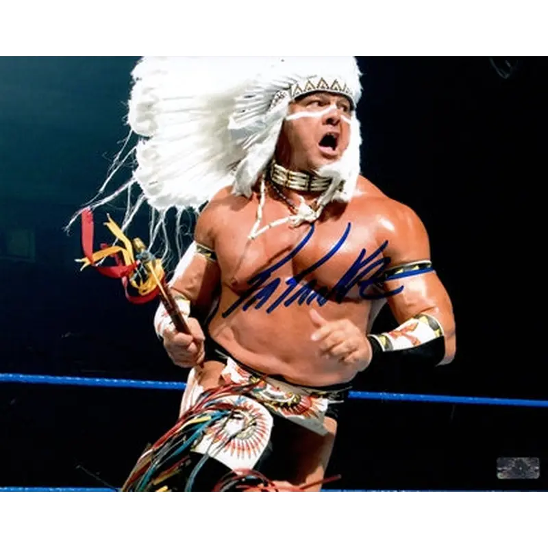 Tatanka Chris Chavis Autographed WWF Wrestling 8x10 Photo