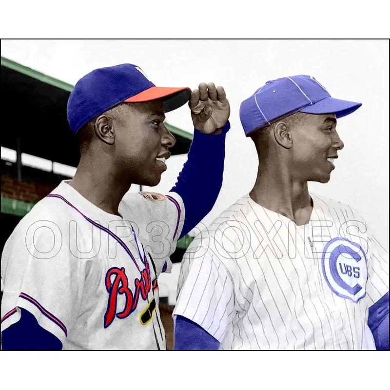 Hank Aaron Ernie Banks Colorized 8X10 Photo - 1957 Braves Cubs - 1811