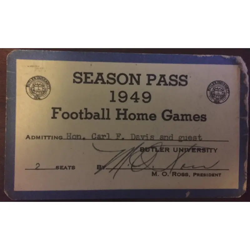 1949 Butler University Football Season Pass & Schedule