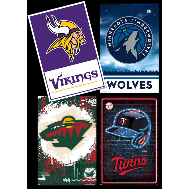 COMBO: Minnesota Sports 4-Poster Combo Set (Twins, Vikings, Timberwolves, Wild)