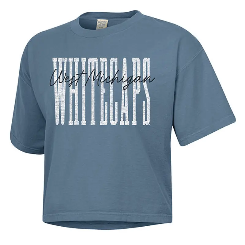 West Michigan Whitecaps Ladies ComfortWash Boxy Crop Saltwater Tee