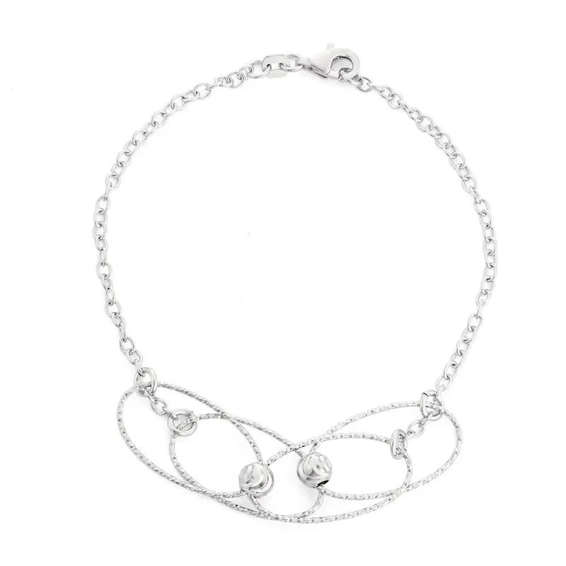 Sterling Silver Diamond Cut Beads and Wires Bracelet