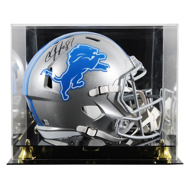 Lions Calvin Johnson Signed 2017-23 TB Full Size Speed Rep Helmet W/ Case BAS W