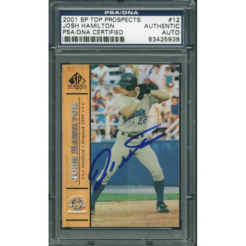 Rays Josh Hamilton Signed Card 2001 Sp Top Prospects Rookie #12 PSA/DNA Slabbed