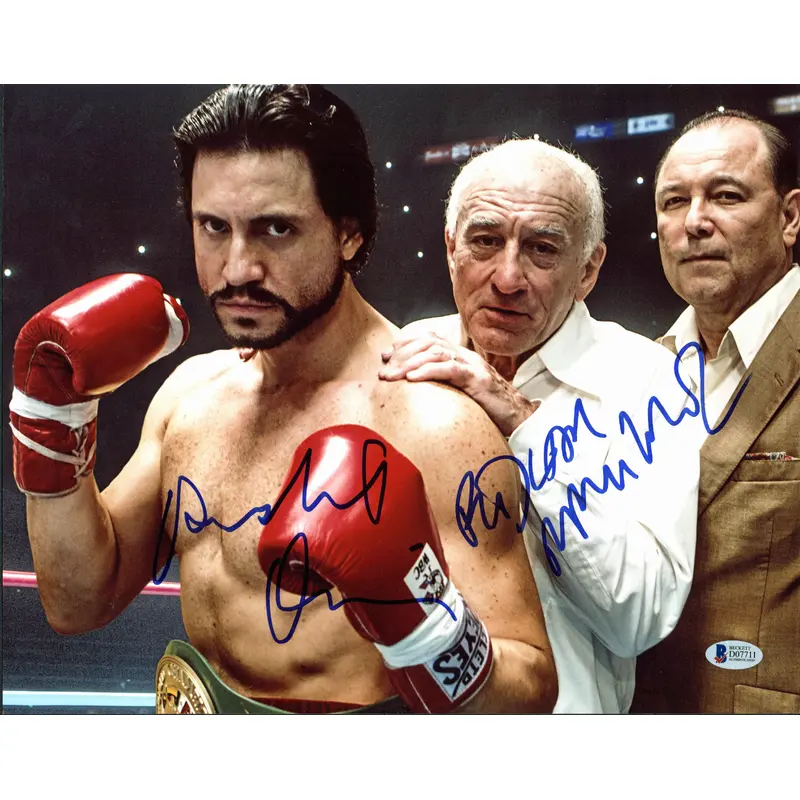 Robert Deniro & Edgar Ramirez Hands of Stone Signed 11x14 Photo BAS #D07711