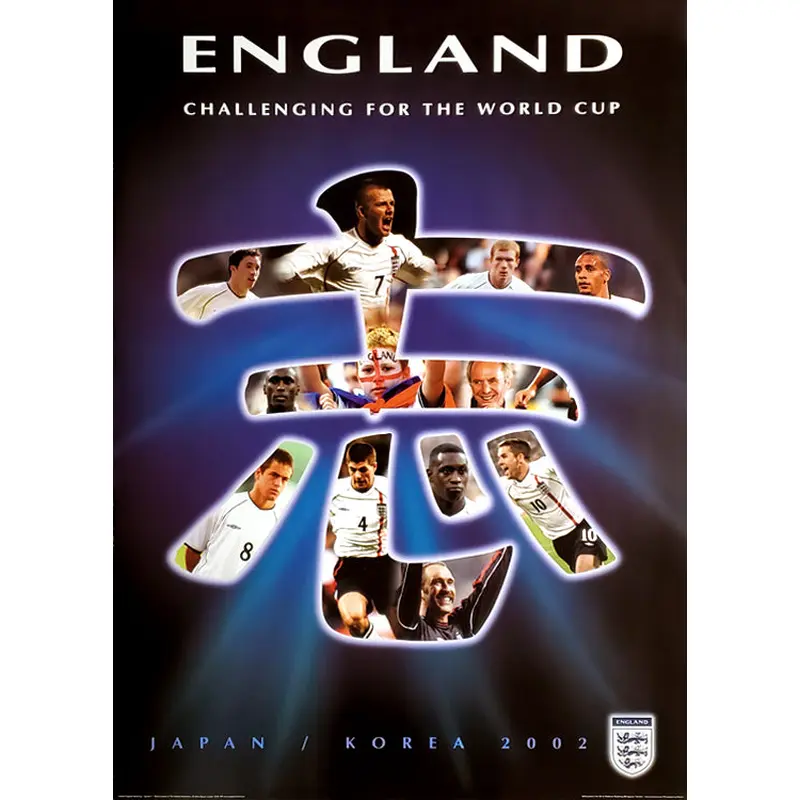 Team England Three Lions Official World Cup 2002 Korea/Japan Poster  - Pantherex