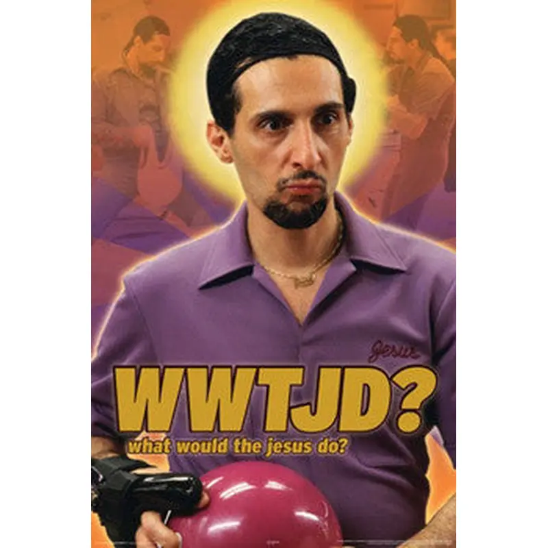 The Big Lebowski "What would the jesus do?" Bowling Character Poster - Aquarius 2010