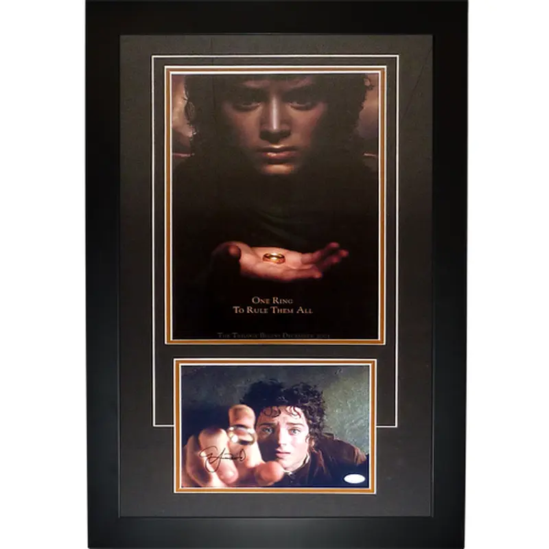 Lord of the Rings 11x17 Movie Poster Deluxe Framed with Elijah Wood Autograph - JSA