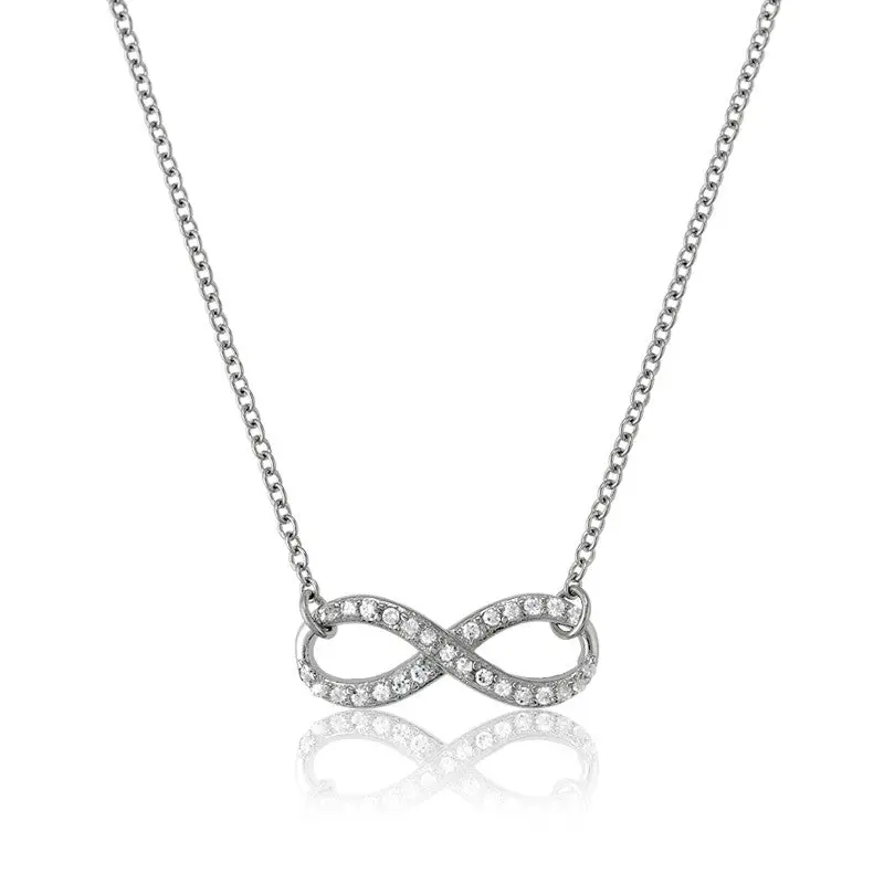 Sterling Silver, CZ Infinity Necklace