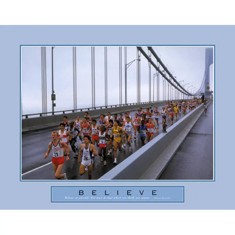Marathon Running "Believe" Motivational Poster - Front Line