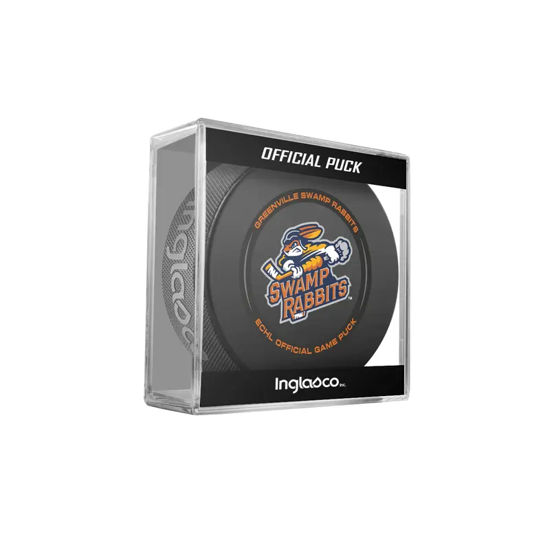 ECHL Greenville Swamp Rabbits 2024-25 Official Game Hockey Puck In Cube