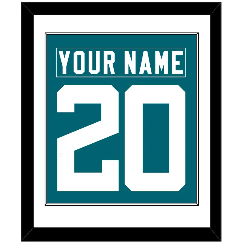 Jacksonville Nameplate & Number (Back) Combined - Home Teal - Single Mat 1