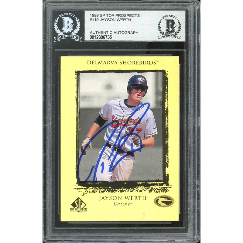 Nationals Jayson Werth Signed 1999 SP Top Prospects #119 Card BAS Slabbed