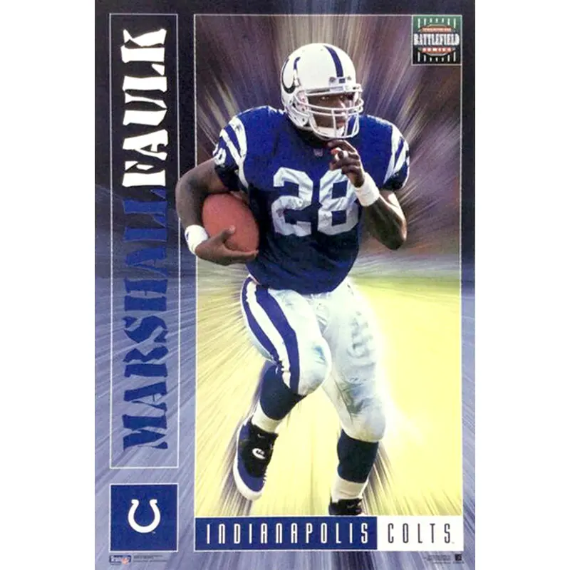 Marshall Faulk "Battlefield" Indianapolis Colts NFL Action Poster - Costacos 1995