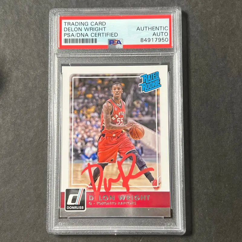 2015-16 Panini Donruss #245 Delon Wright Signed Card AUTO PSA Slabbed RC Raptors