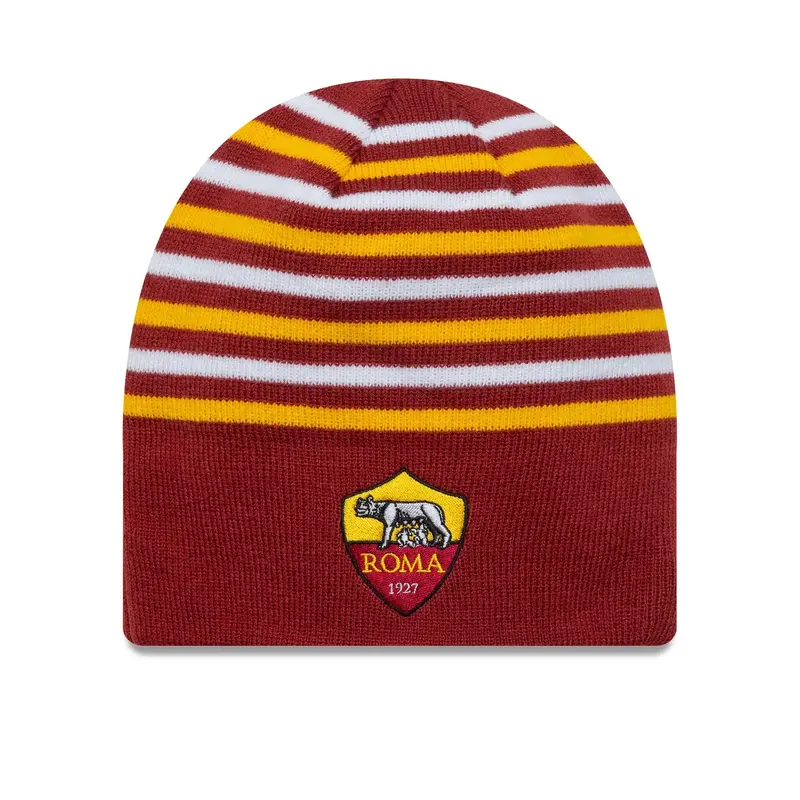 AS Roma Stripe Dark Red Skull Knit Beanie Hat