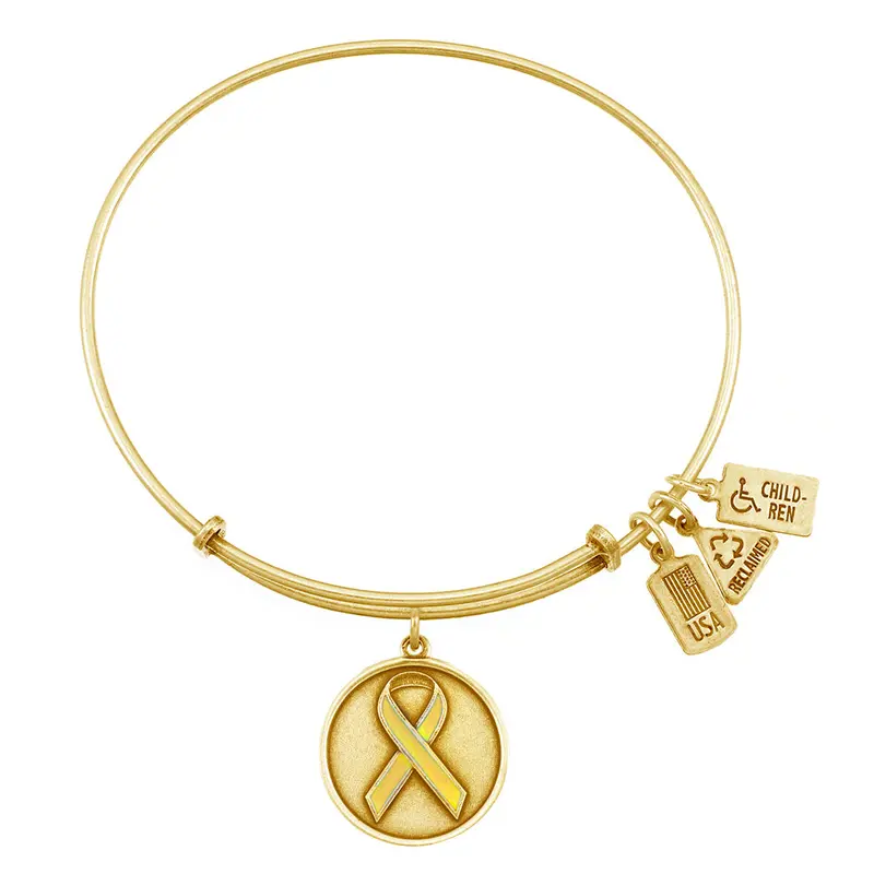 Yellow Ribbon (Enameled) Charm Bangle