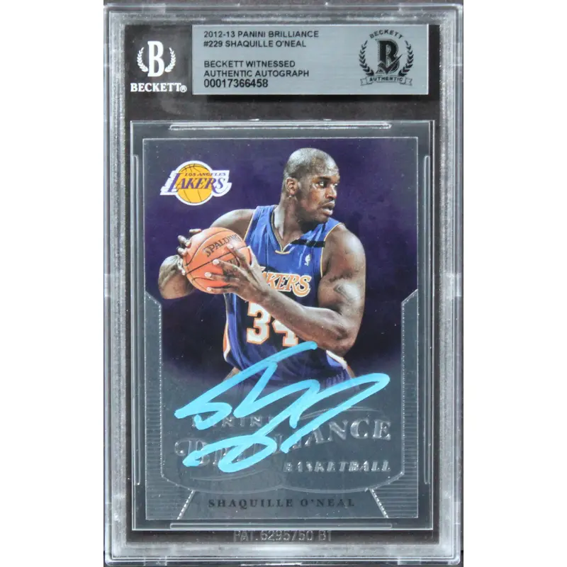 Lakers Shaquille O'Neal Signed 2012 Panini Brilliance #229 Card BAS Slabbed