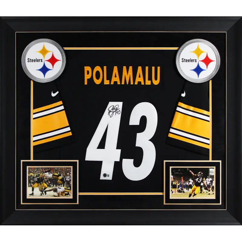 Steelers Troy Polamalu Signed Black Nike Limited Framed Jersey BAS Witnessed