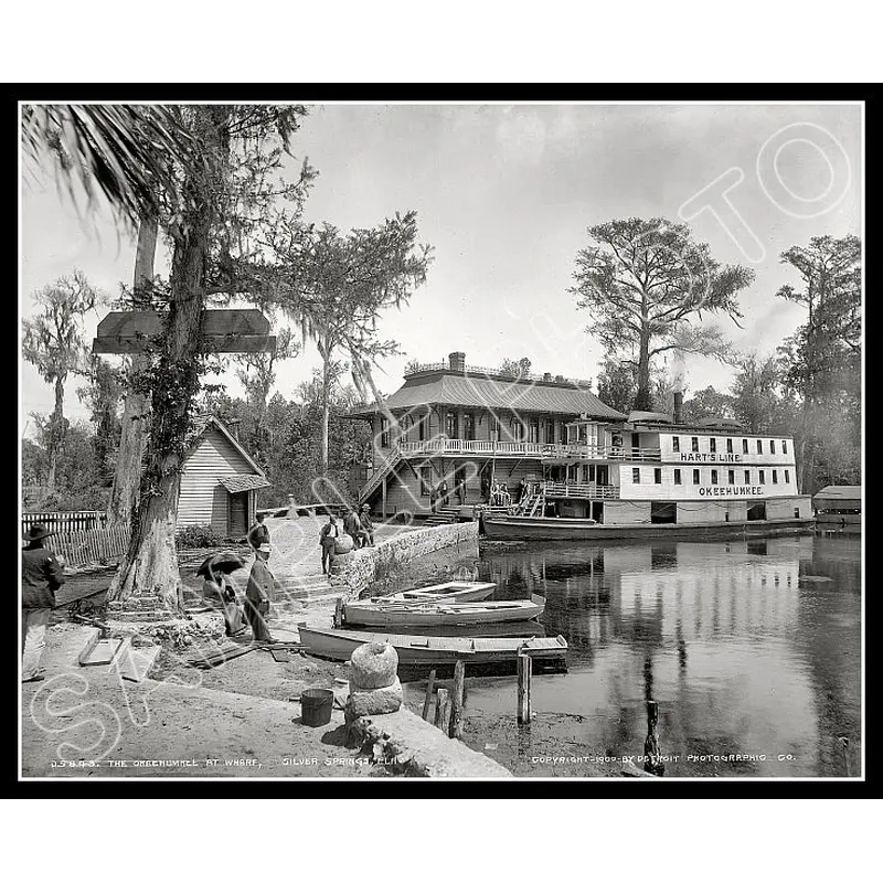 1900 Silver Springs Florida 8X10 Photo - Okeehumkee Steamboat - 2496