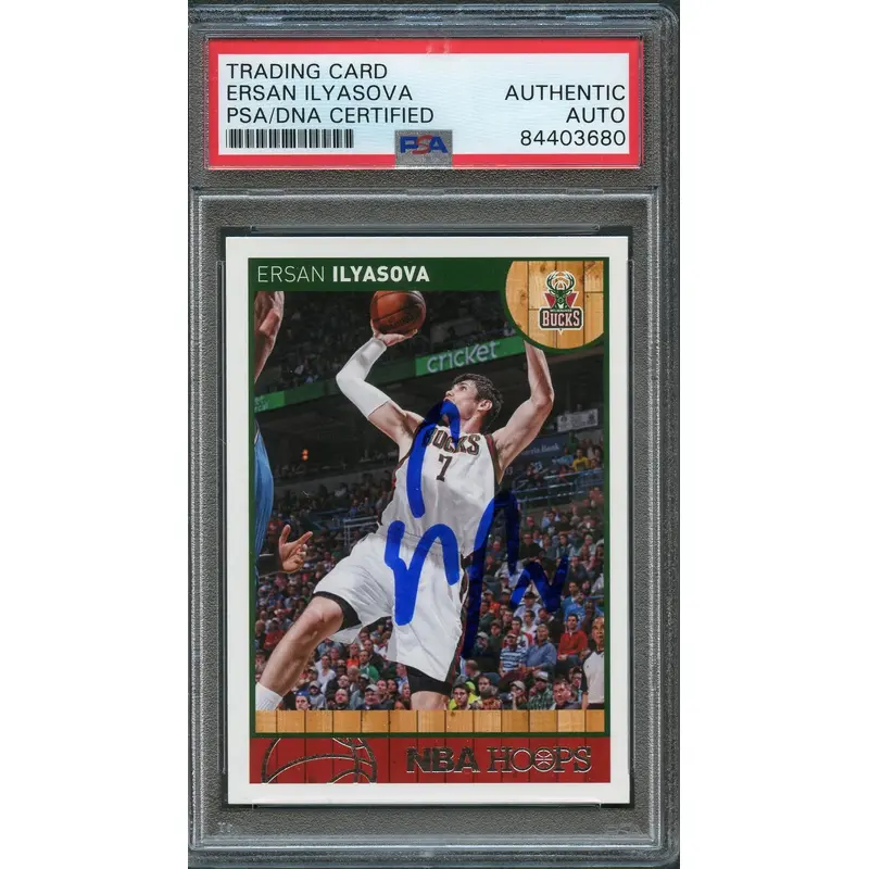 2013-14 NBA Hoops #102 Ersan Ilyasova Signed Card AUTO PSA Slabbed