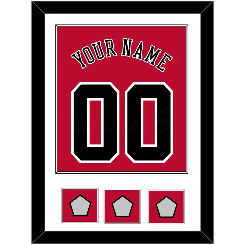 Chicago Name & Number With 3 Champions Trophy Patches - Road Red (1986-2017) - Single Mat 1