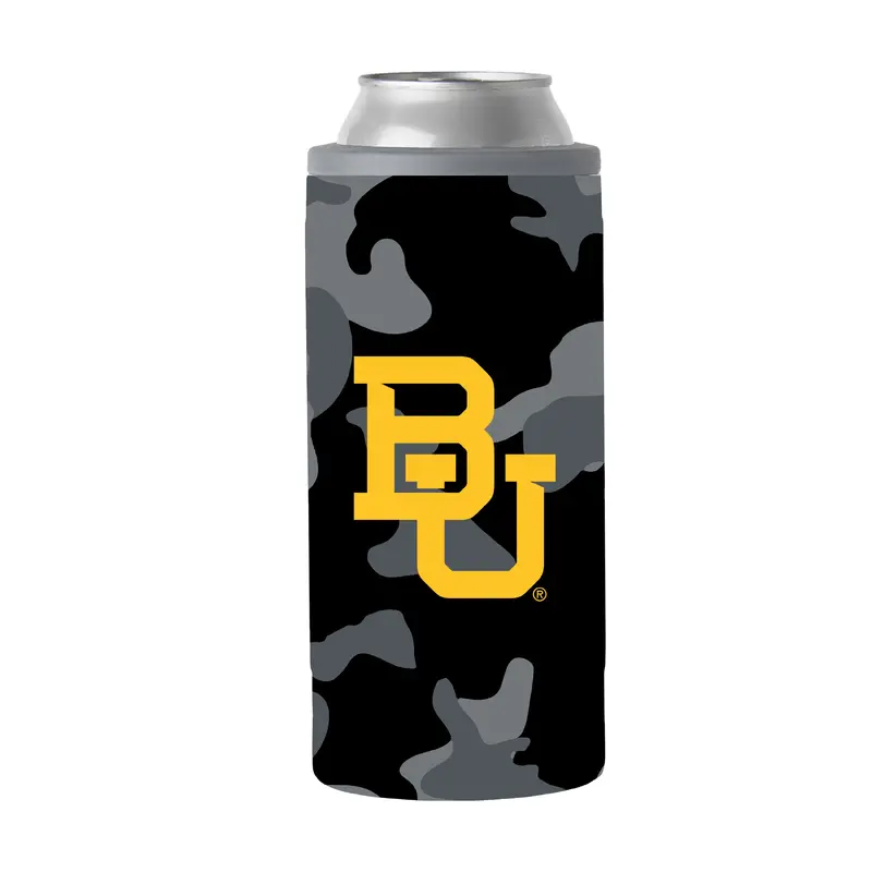 Baylor Black Camo 12oz Slim Can Coolie
