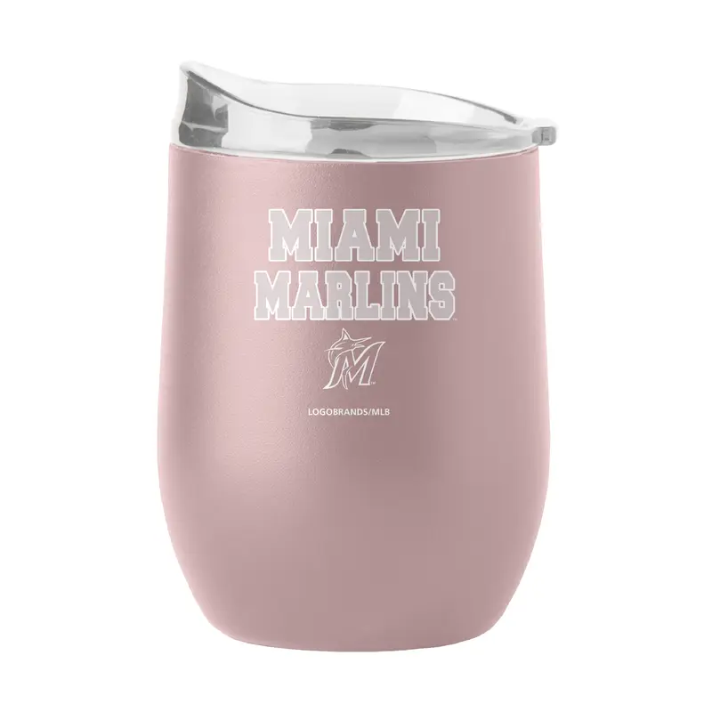 Miami Marlins 16oz Stencil Powder Coat Curved Beverage