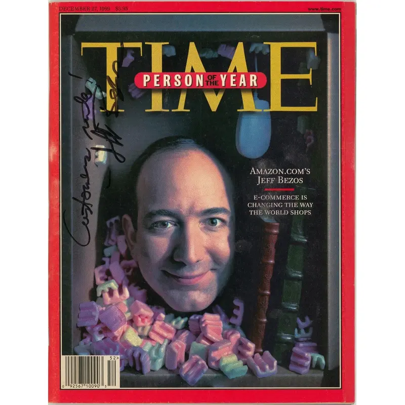 Rare Jeff Bezos "Customers Rule" Signed 1999 Time Magazine Man Of The Year JSA