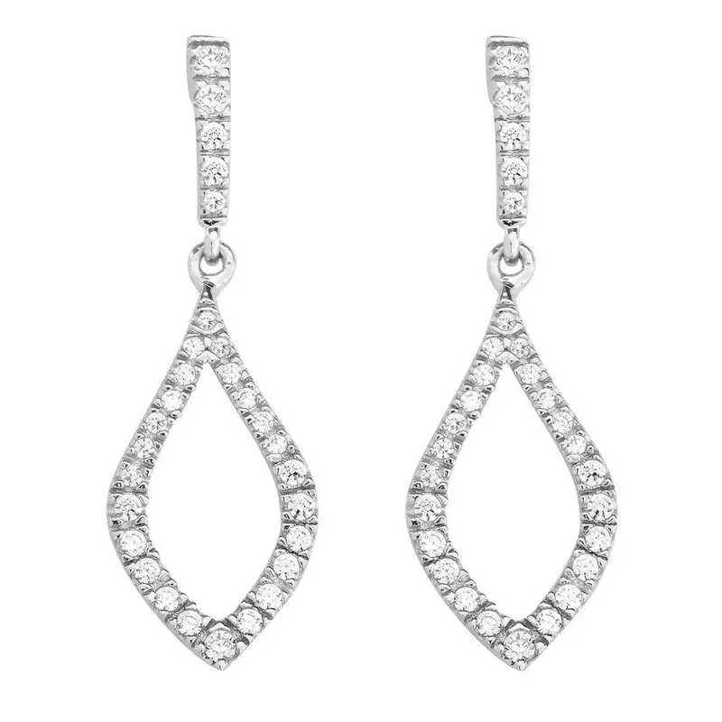 Sterling Silver Open Micro Pave Marquise Earrings