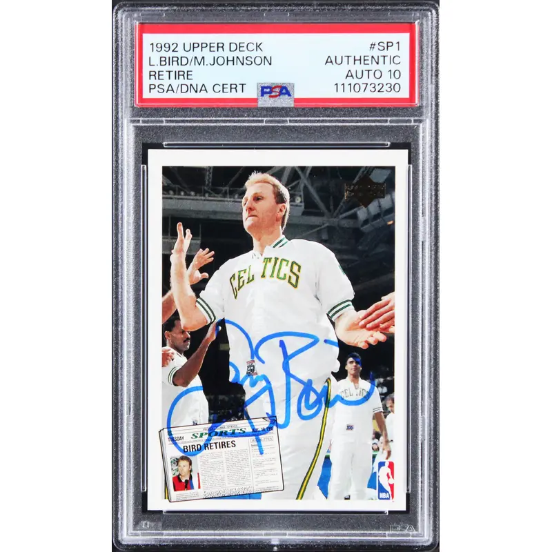 Larry Bird & Magic Johnson Signed 1992 Upper Deck #SP1 Card Auto 10 PSA/DNA Slab