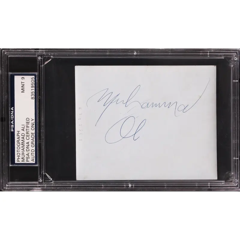 Muhammad Ali Authentic Signed 3.5x4.25 Photo Auto Graded Gem Mint 9! PSA Slab
