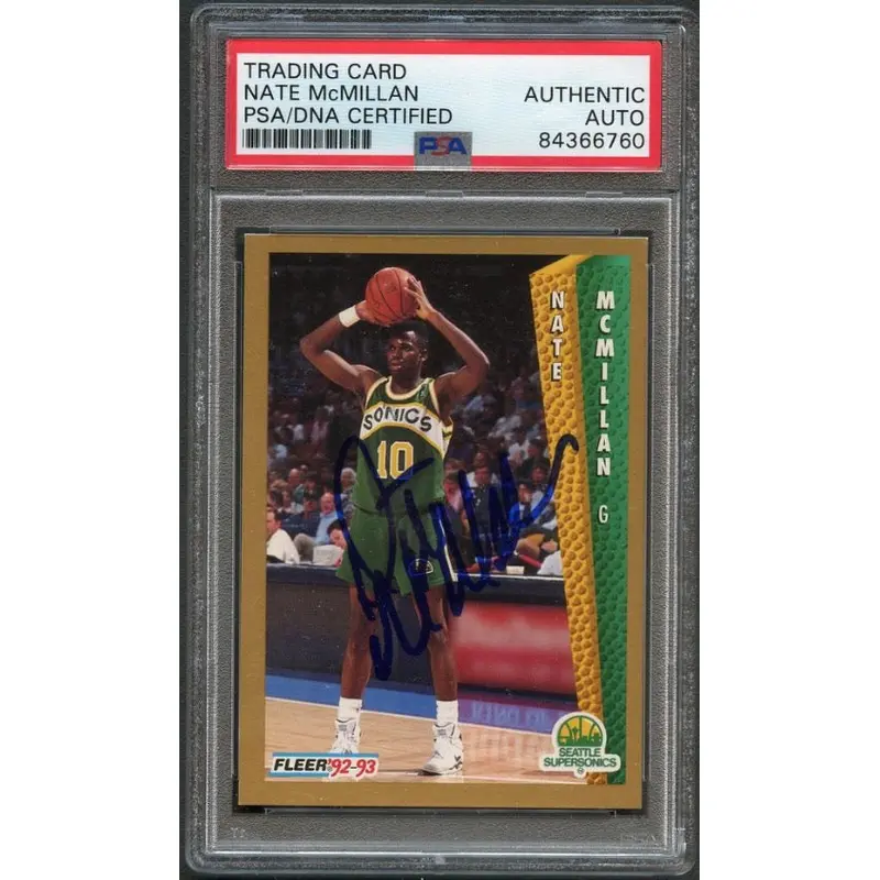 1992 Fleer #215 Nate McMillan Signed Card AUTO PSA Slabbed Sonics