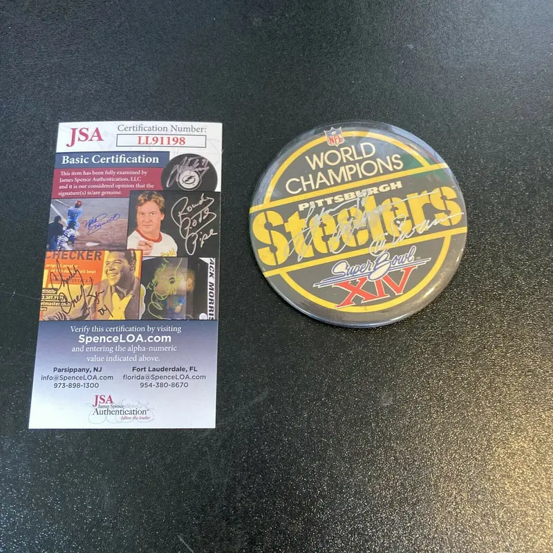 Lynn Swann Signed Pittsburgh Steelers Super Bowl Champs Signed Vintage Pin JSA