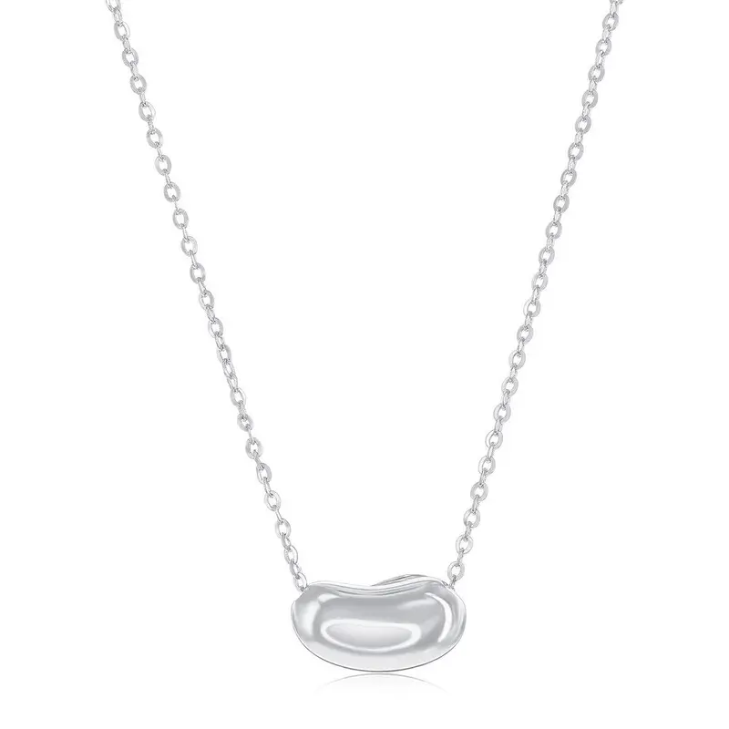 Sterling Silver Bean Shape Slide Necklace