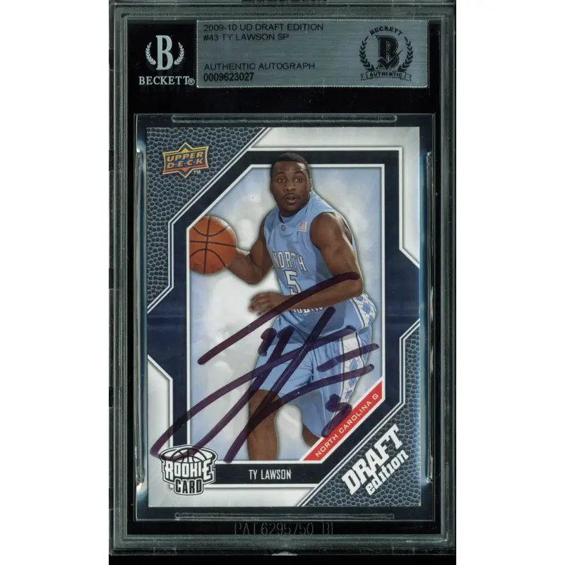 Nuggets Ty Lawson Authentic Signed Card 2009 UD Draft Edition RC #43 BAS Slabbed