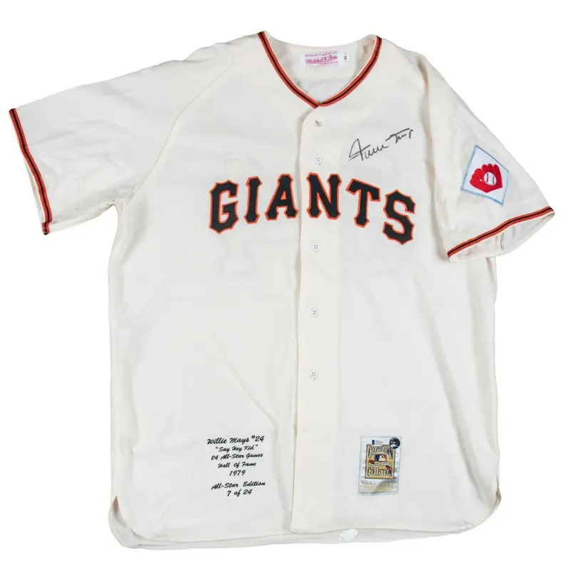 Beautiful Willie Mays Signed 1951 New York Giants Jersey Beckett COA 7 Of 24